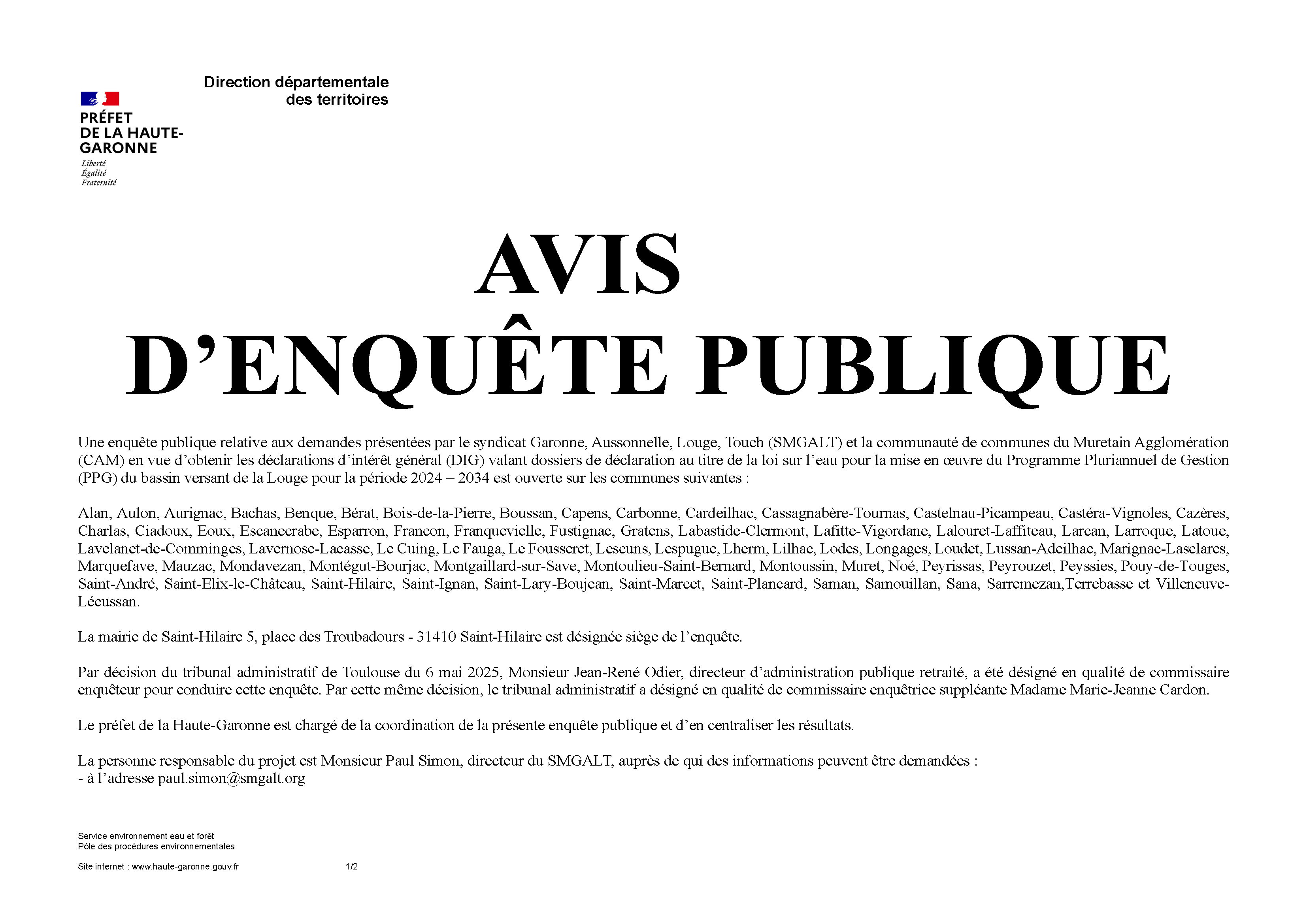 Enquête publique sur la gestion de la Louge